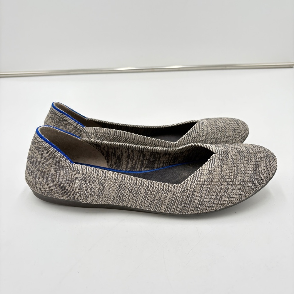 Rothy’s The Flat Round Toe Heather Grey Blue Ballet Slip On Women’s Size 9